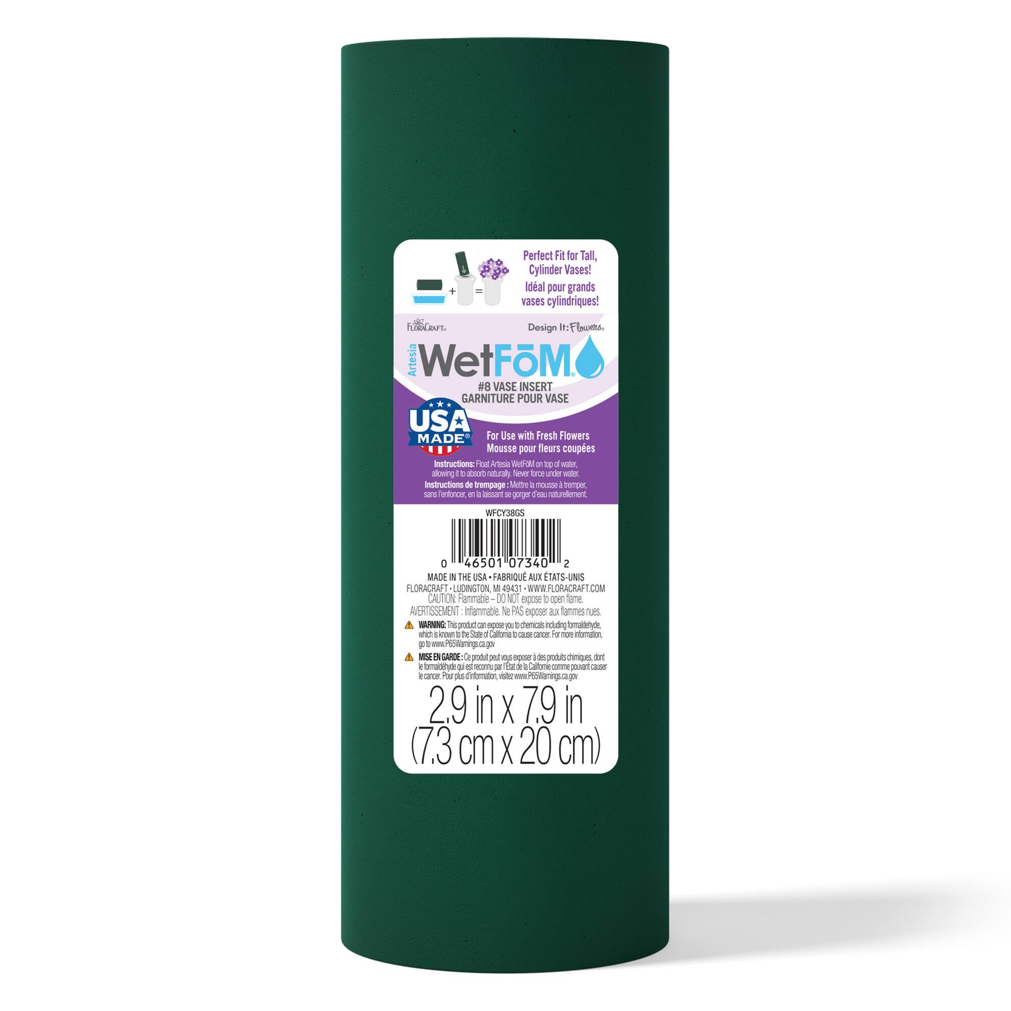 FloraCraft® 3" x 8" Green Artesia WetFōM® Vase Insert